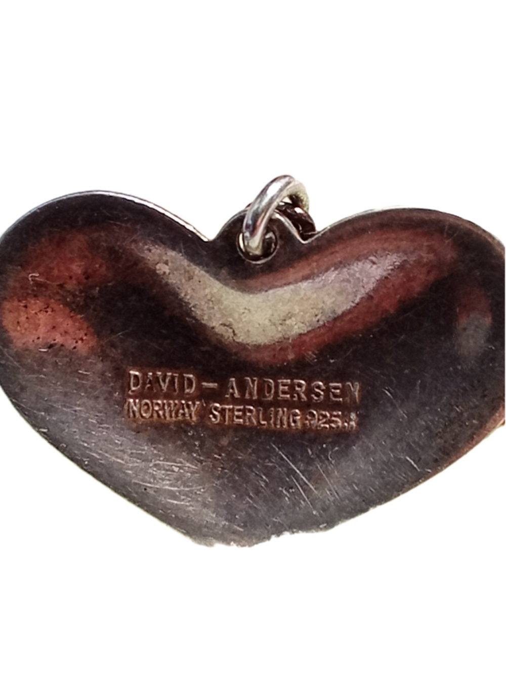Collectible David-Andersen Red Enamel Heart Necklace in Sterling Silver - Picture 4 of 12